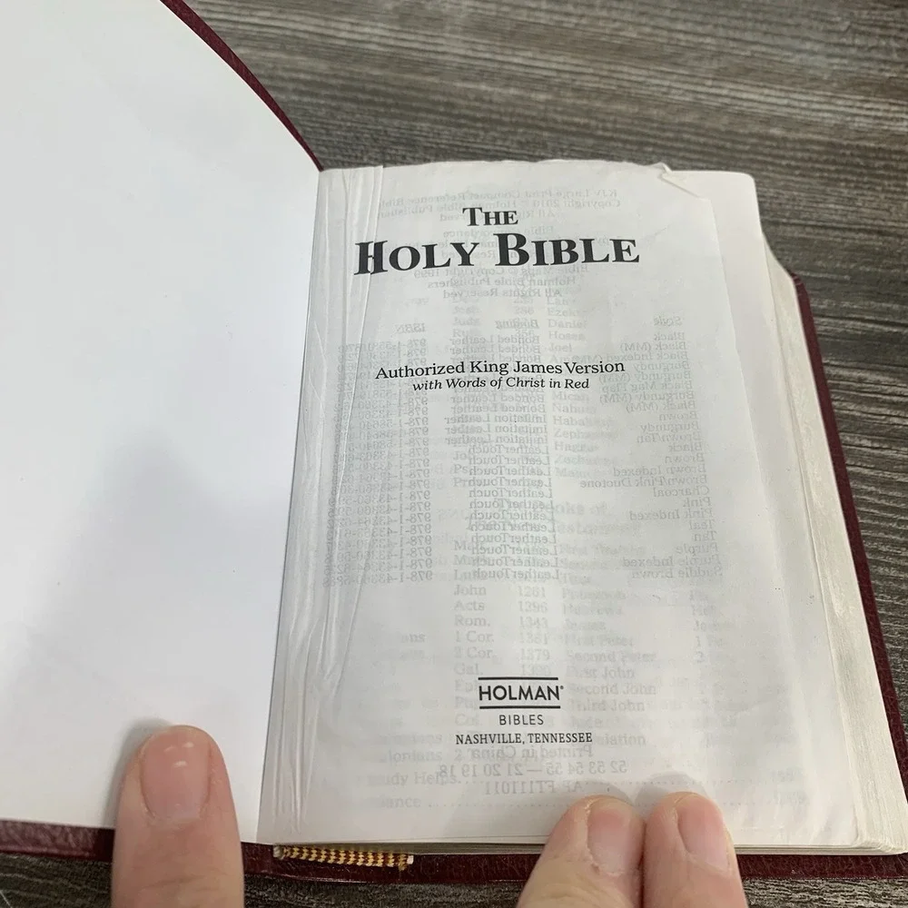 Holman KJV Burgundy Leather Large Print Compact Bible WOC in Red‎ Letter